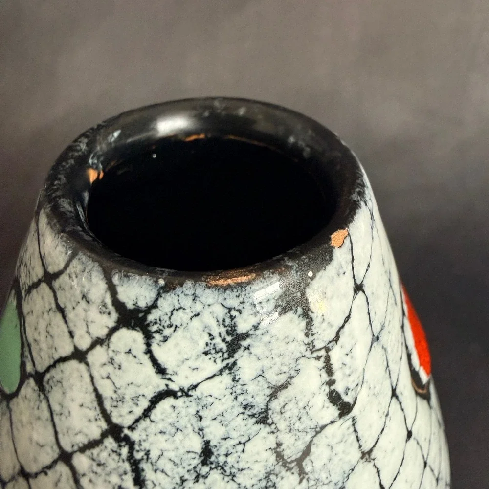 Bitossi Italian Art‎ Pottery Crackle Glaze Vase Polka Dot Mid Century